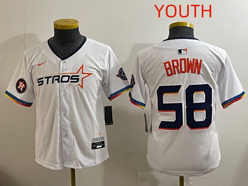 Youth Houston Astros #58 Brown White Fourth generation Joint Name 2025 Nike MLB Jersey style 6